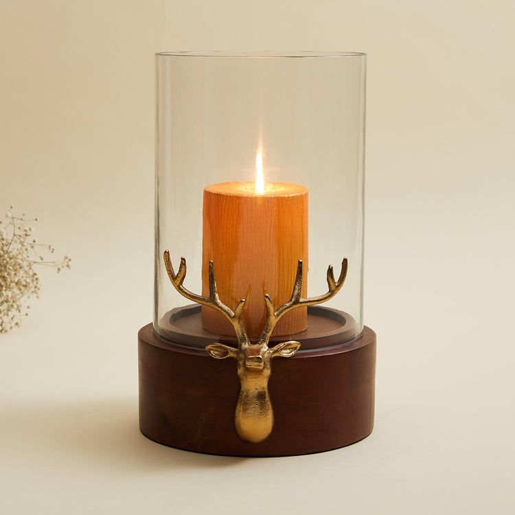 Tropical Paradise Glass Reindeer Hurricane Candle Holder