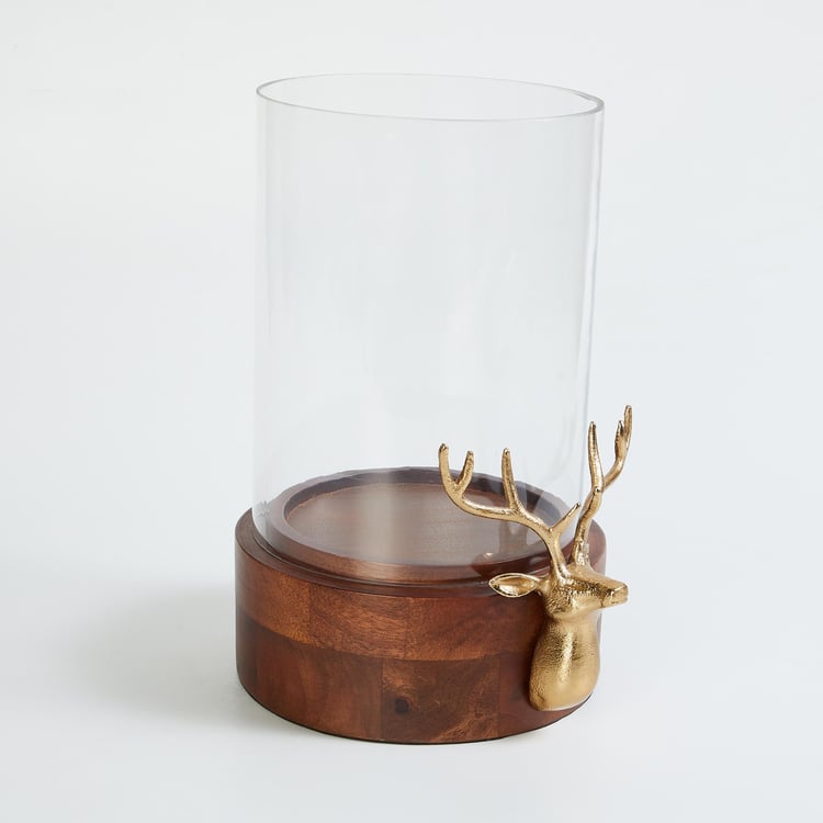 Tropical Paradise Glass Reindeer Hurricane Candle Holder