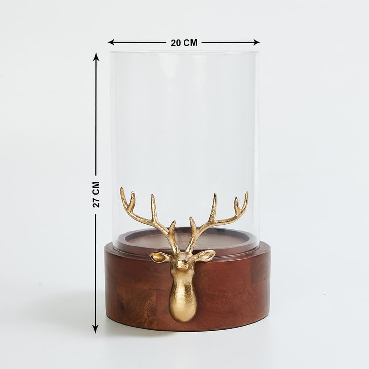 Tropical Paradise Glass Reindeer Hurricane Candle Holder