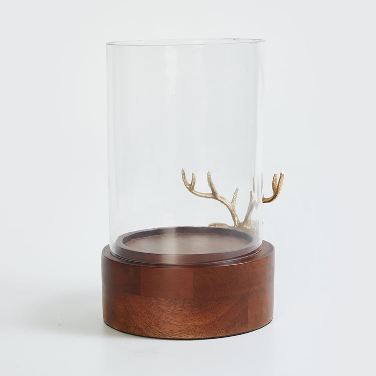 Tropical Paradise Glass Reindeer Hurricane Candle Holder