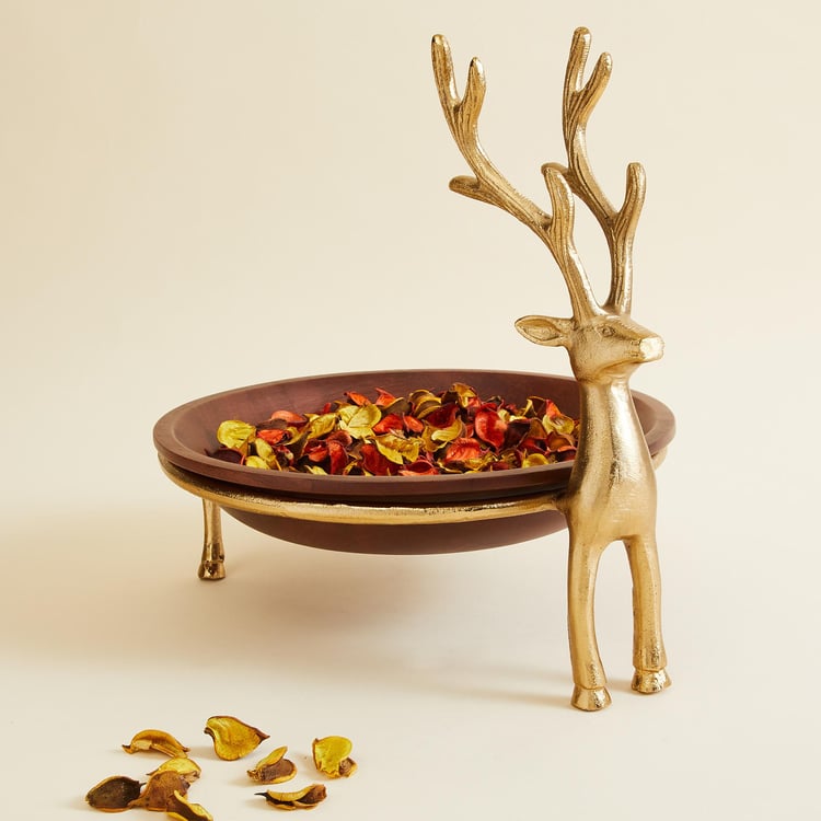 Tropical Paradise Wood and Aluminium Reindeer Decorative Platter