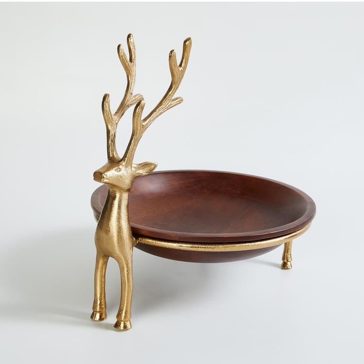 Tropical Paradise Wood and Aluminium Reindeer Decorative Platter