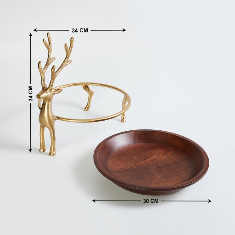 Tropical Paradise Wood and Aluminium Reindeer Decorative Platter