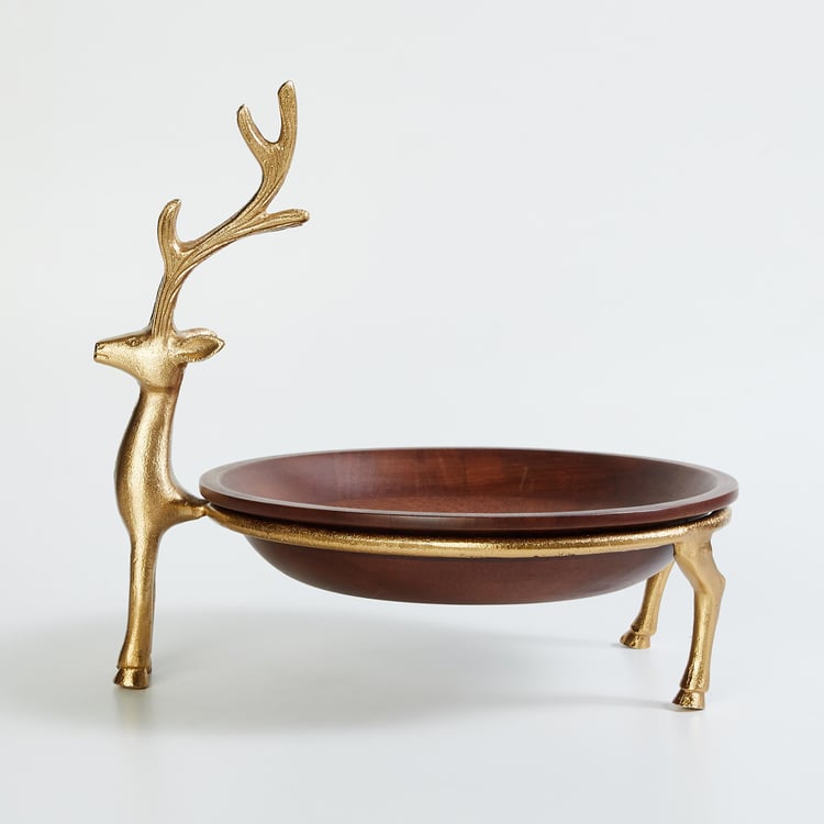 Tropical Paradise Wood and Aluminium Reindeer Decorative Platter