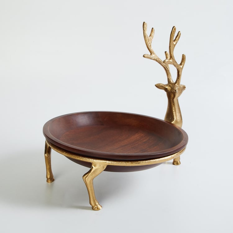 Tropical Paradise Wood and Aluminium Reindeer Decorative Platter