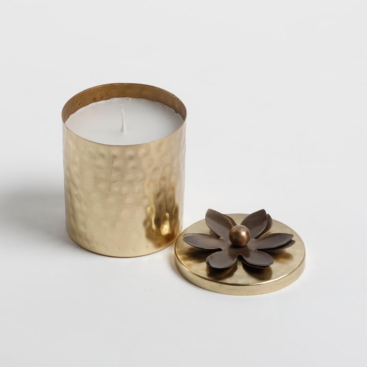 Vrindawan Metal Oil Burner and Jar Candle Set