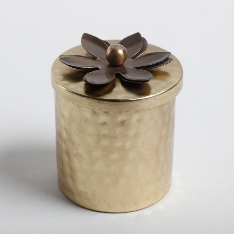Vrindawan Metal Oil Burner and Jar Candle Set