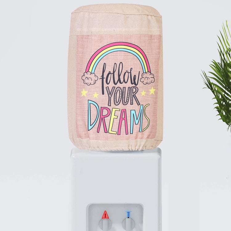 SWAYAM Summer Multicolour Follow Your Dreams Printed Jute Water Dispenser Bottle Cover