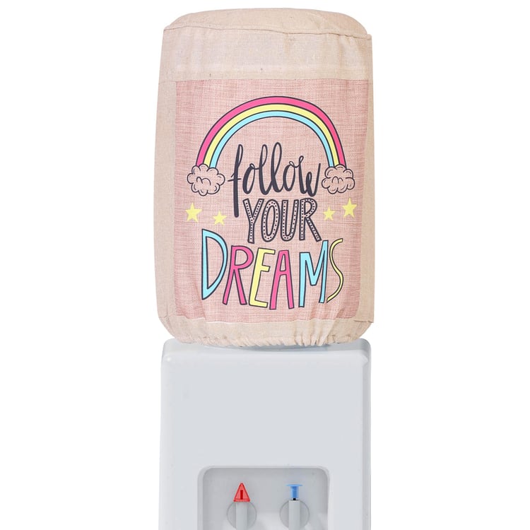 SWAYAM Summer Multicolour Follow Your Dreams Printed Jute Water Dispenser Bottle Cover