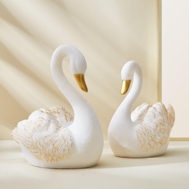 Magnus Set of 2 Polyresin Swan Figurines