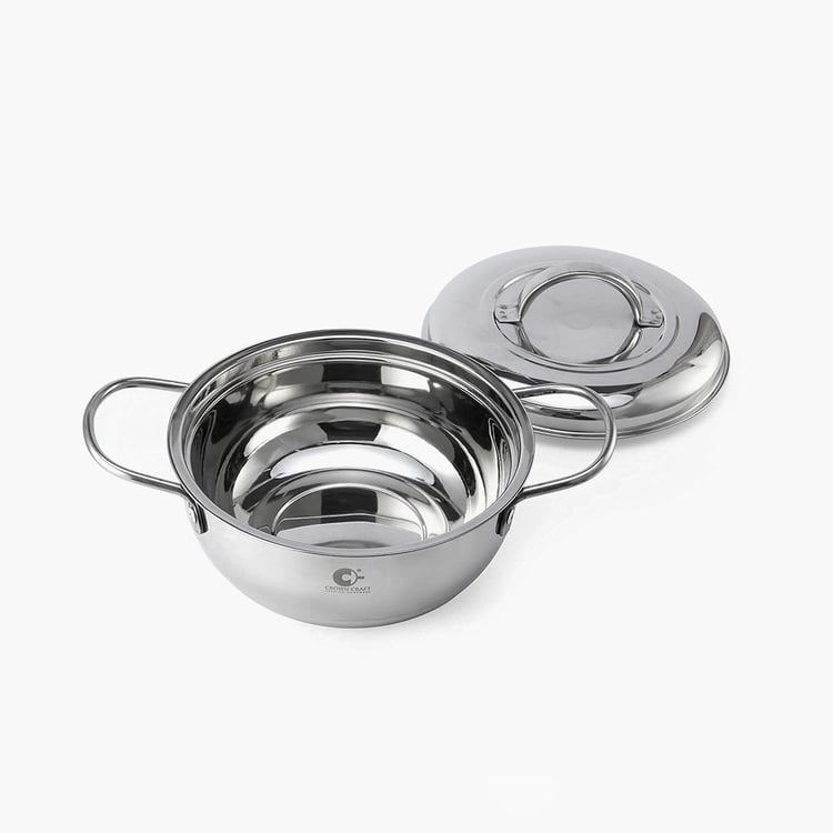 CROWN CRAFT Silver Solid Stainless Steel Curry Server Casserole With Lid - 900ml