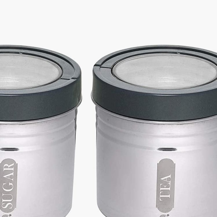 CROWN CRAFT Sterling Stainless Steel Canister With Lid - Set of 2 - 500 ml