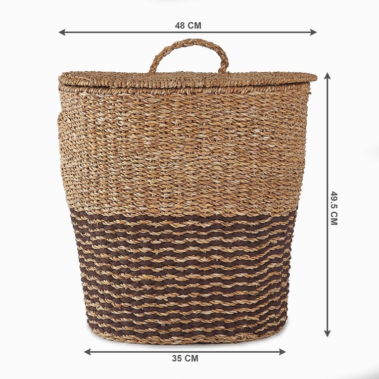 Wilton Cameron Seagrass and Iron Laundry Basket with Lid - 15L