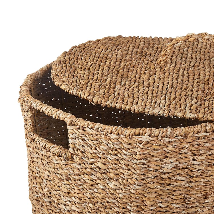 Wilton Cameron Seagrass and Iron Laundry Basket with Lid - 15L