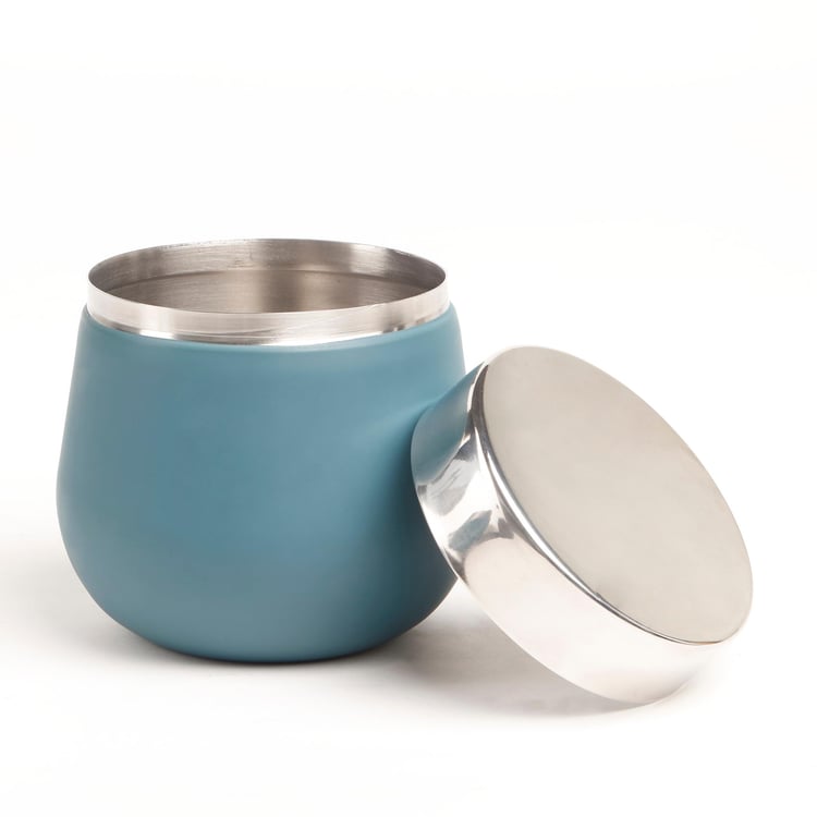 Food Icon Blue Solid Stainless Steel Canister - 900 ml - Set of 3