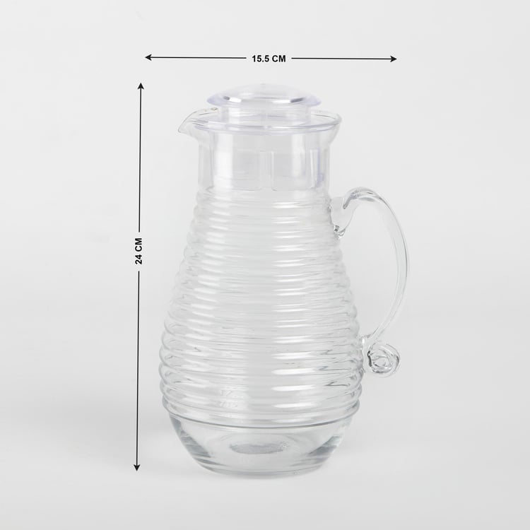 Tuscany Bemica Ribbed Glass Jug with Lid - 1.5L