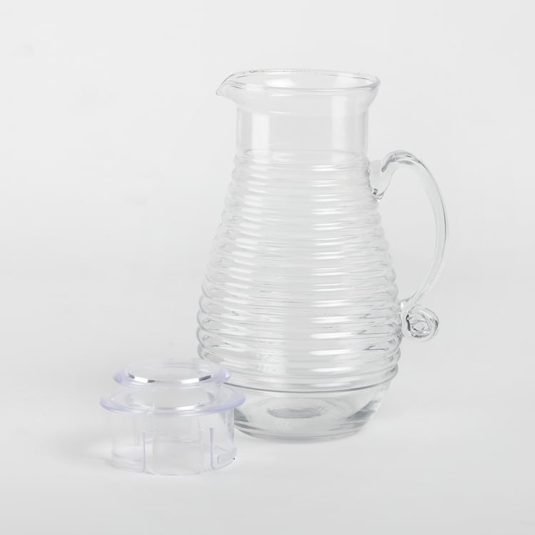 Tuscany Bemica Ribbed Glass Jug with Lid - 1.5L