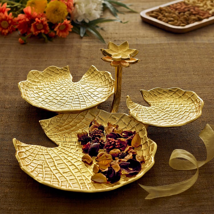 Majestic Aluminium Lotus Leaf Decorative Platter