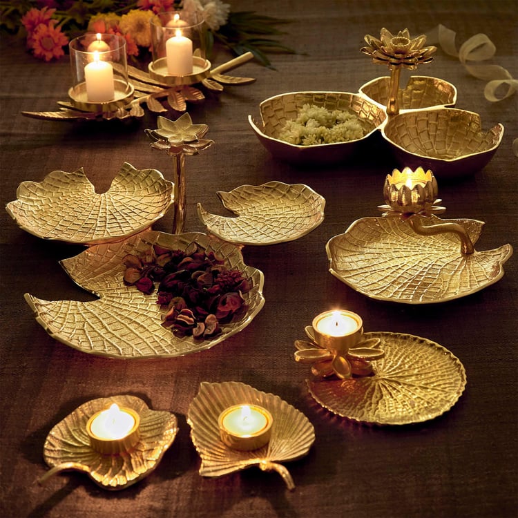 Majestic Aluminium Lotus Leaf Decorative Platter