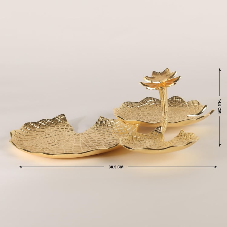 Majestic Aluminium Lotus Leaf Decorative Platter
