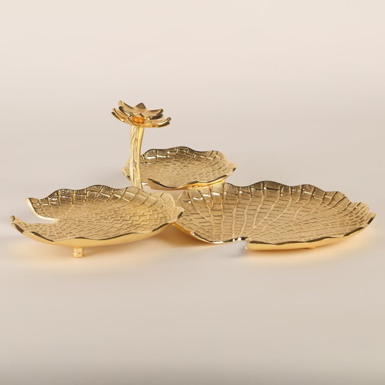 Majestic Aluminium Lotus Leaf Decorative Platter