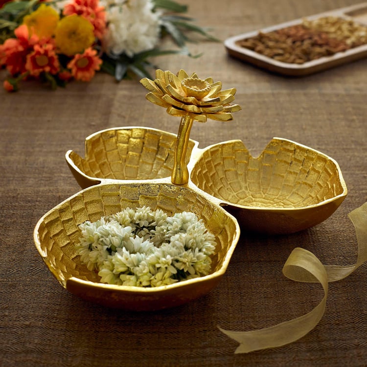 Majestic Aluminium Lotus Leaf Decorative Bowl