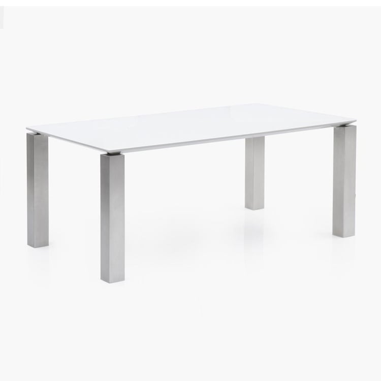 Parlin Glass Top 6-Seater Dining Set with Chairs and Bench - White