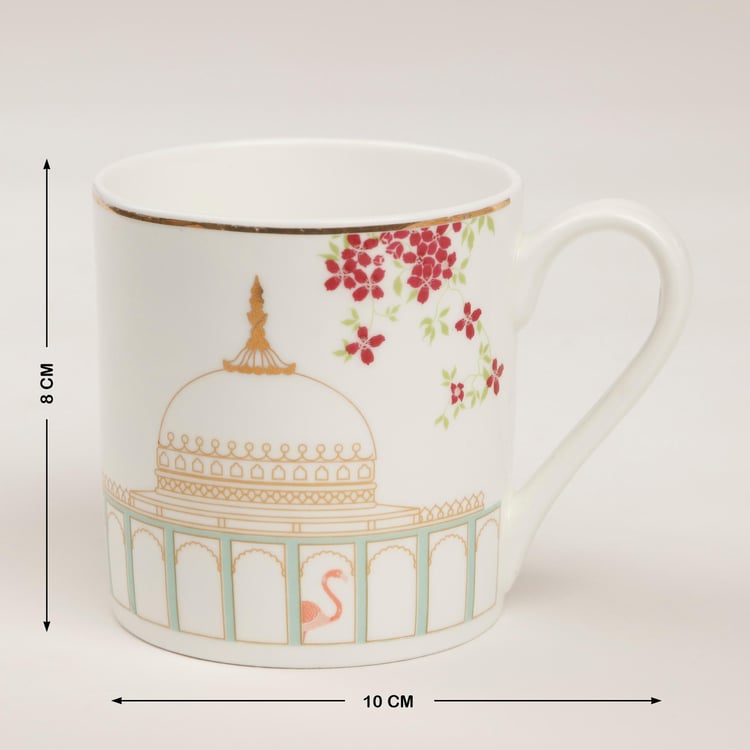 Showstopper Haven Printed Bone China Mug and Platter Set - 5Pcs