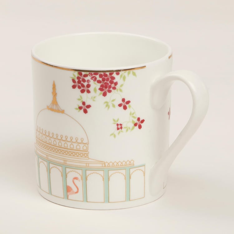 Showstopper Haven Printed Bone China Mug and Platter Set - 5Pcs