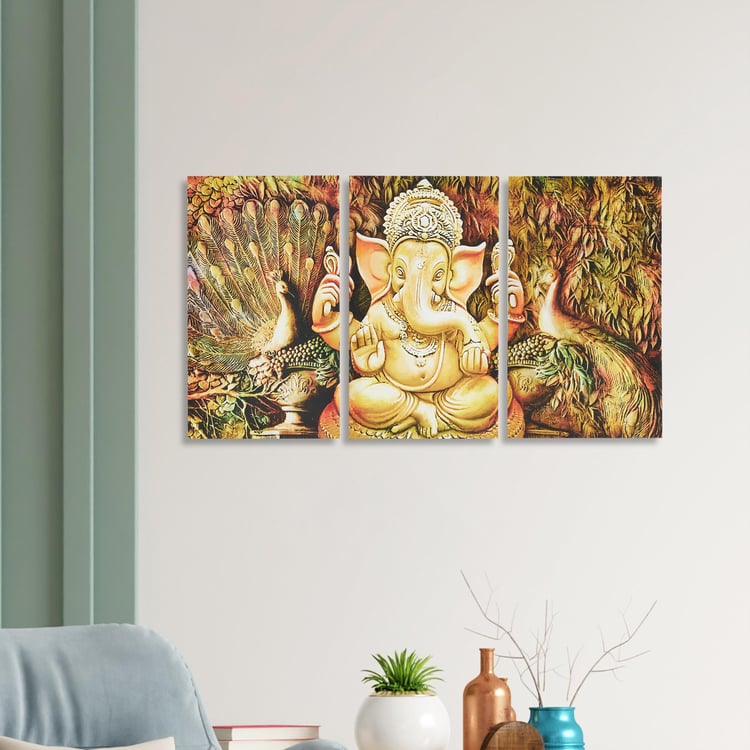 Ananda Ganesha Set of 3 Canvas Picture Frames - 25x45cm