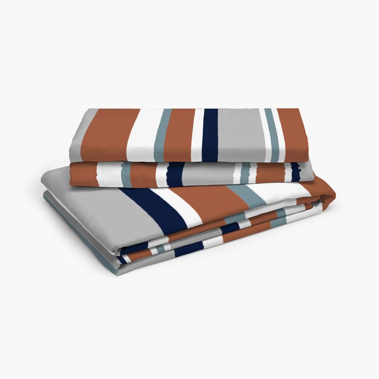 LAYERS Bologna Multicolour Striped Cotton King Bedsheet Set – 224x275cm - 3Pcs