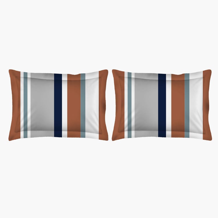 LAYERS Bologna Multicolour Striped Cotton King Bedsheet Set – 224x275cm - 3Pcs