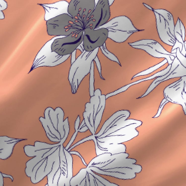 LAYERS Bologna Orange Floral Printed Cotton Single Bedsheet Set - 228x152cm - 2Pcs