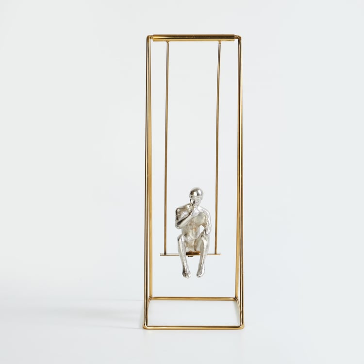 Splendid Gold Rush Metal Man on Swing Table Accent