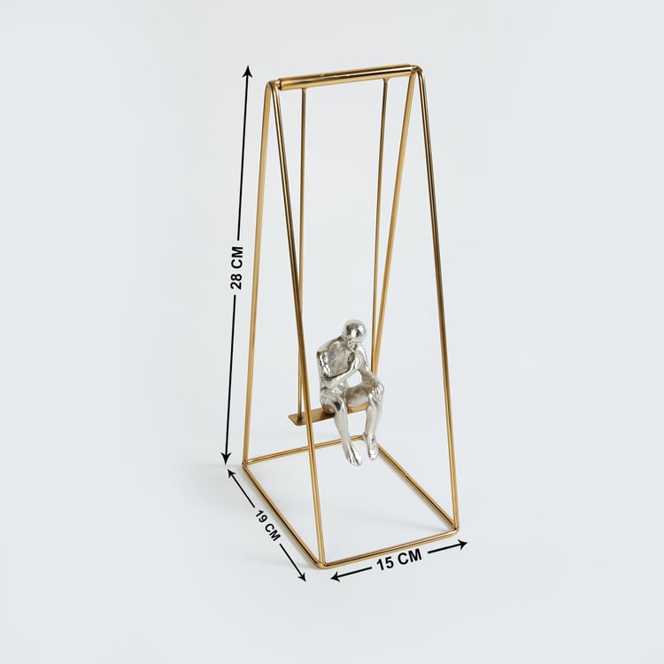 Splendid Gold Rush Metal Man on Swing Table Accent