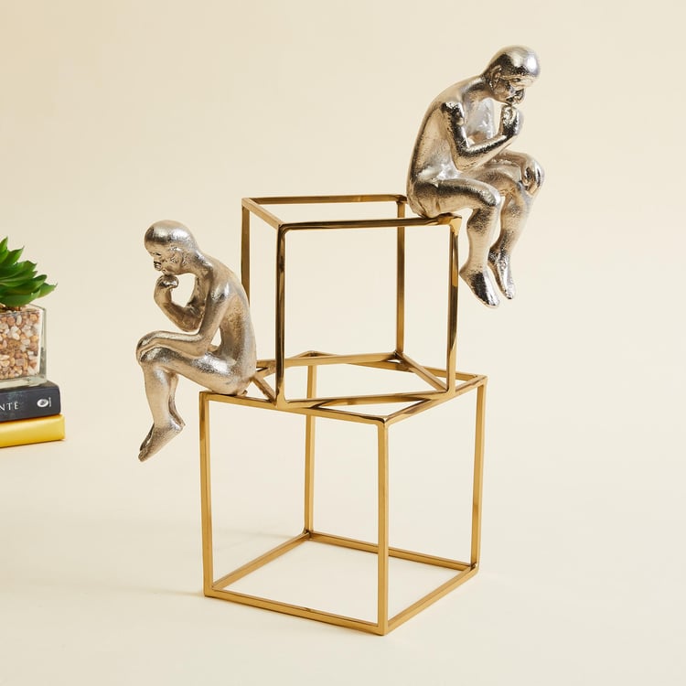 Splendid Gold Rush Metal Man on Cubes Table Accent