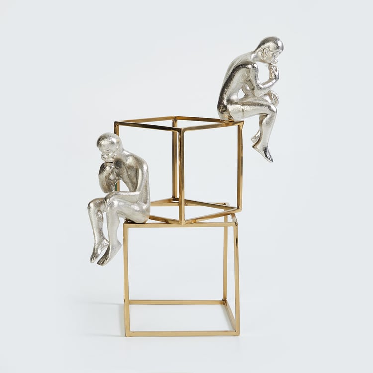 Splendid Gold Rush Metal Man on Cubes Table Accent