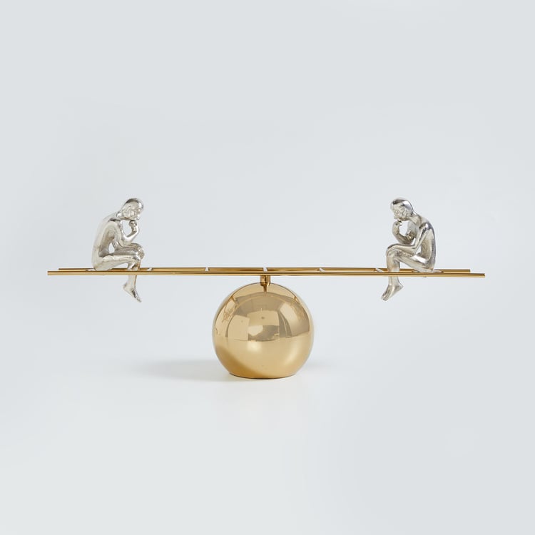 Splendid Gold Rush Steel Man on Ladder Table Accent