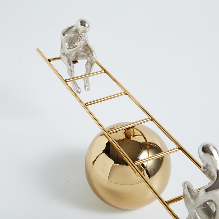 Splendid Gold Rush Steel Man on Ladder Table Accent