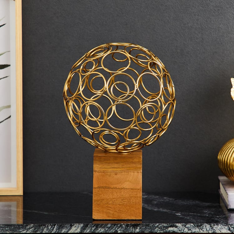 Splendid Gold Rush Steel Ring Ball Table Accent