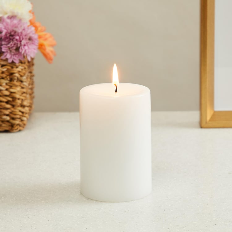 Color Connect White Solid Wax Pillar Candle