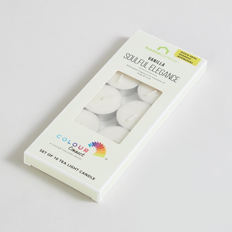 Colour Connect Set of 10 Vanilla Scented T-Light Candles