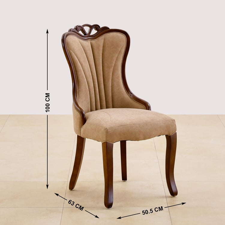 Empire Faux Marble Top 6-Seater Dining Set with Chairs - Beige and Brown
