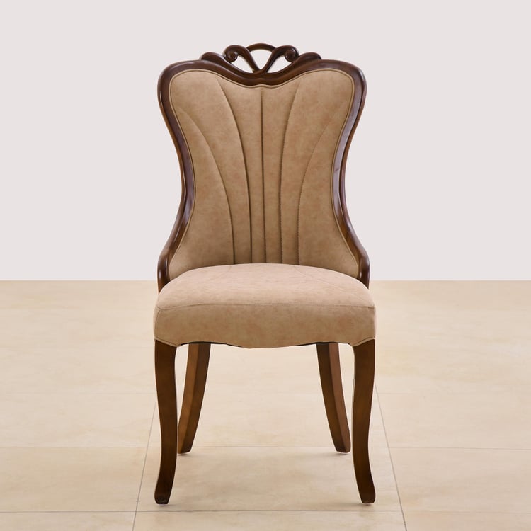 Empire Faux Marble Top 6-Seater Dining Set with Chairs - Beige and Brown