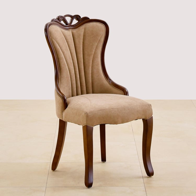 Empire Faux Marble Top 6-Seater Dining Set with Chairs - Beige and Brown