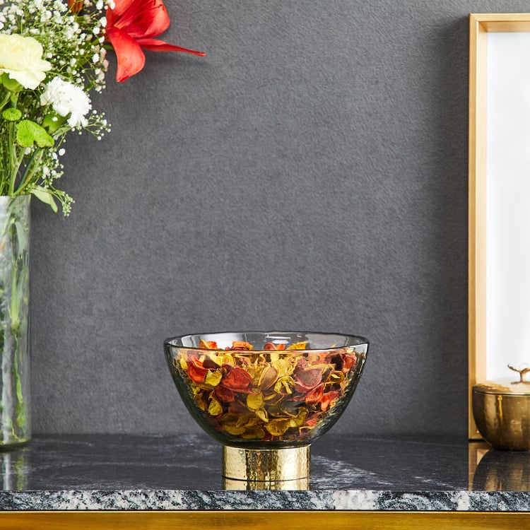 Splendid Modern Luxe Glass Hammered Decorative Bowl