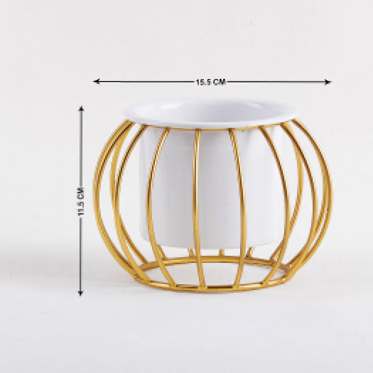 NURTURING GREEN Ottoman Gold Metal Planter Pot Stand