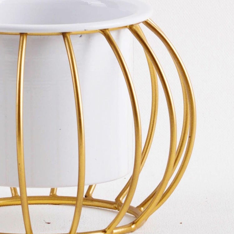 NURTURING GREEN Ottoman Gold Metal Planter Pot Stand