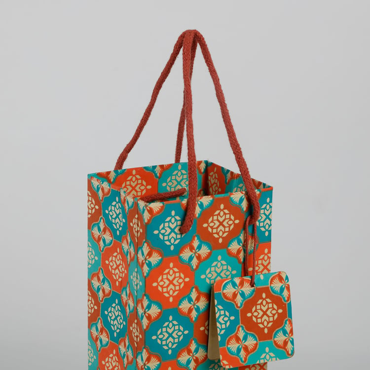 Oxley Printed Wine Bag with Tag