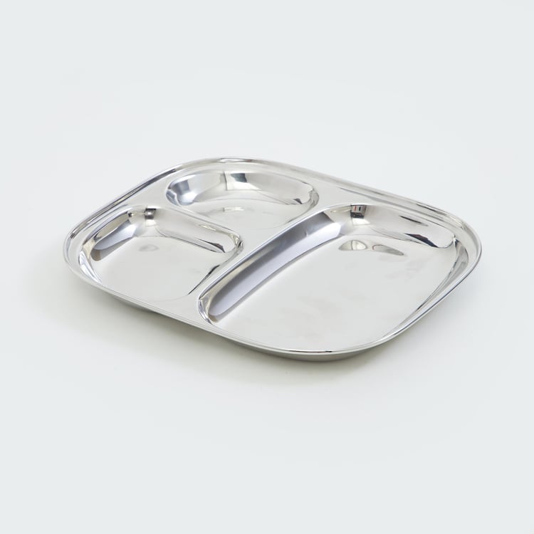 Blaze Stainless Steel 3-Partition Plate - 21cm